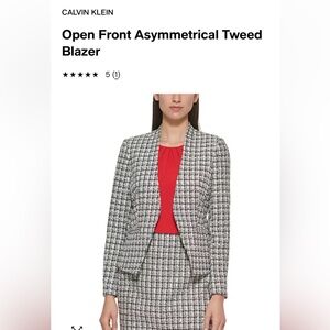 Open Front Asymmetrical Tweed Blazer